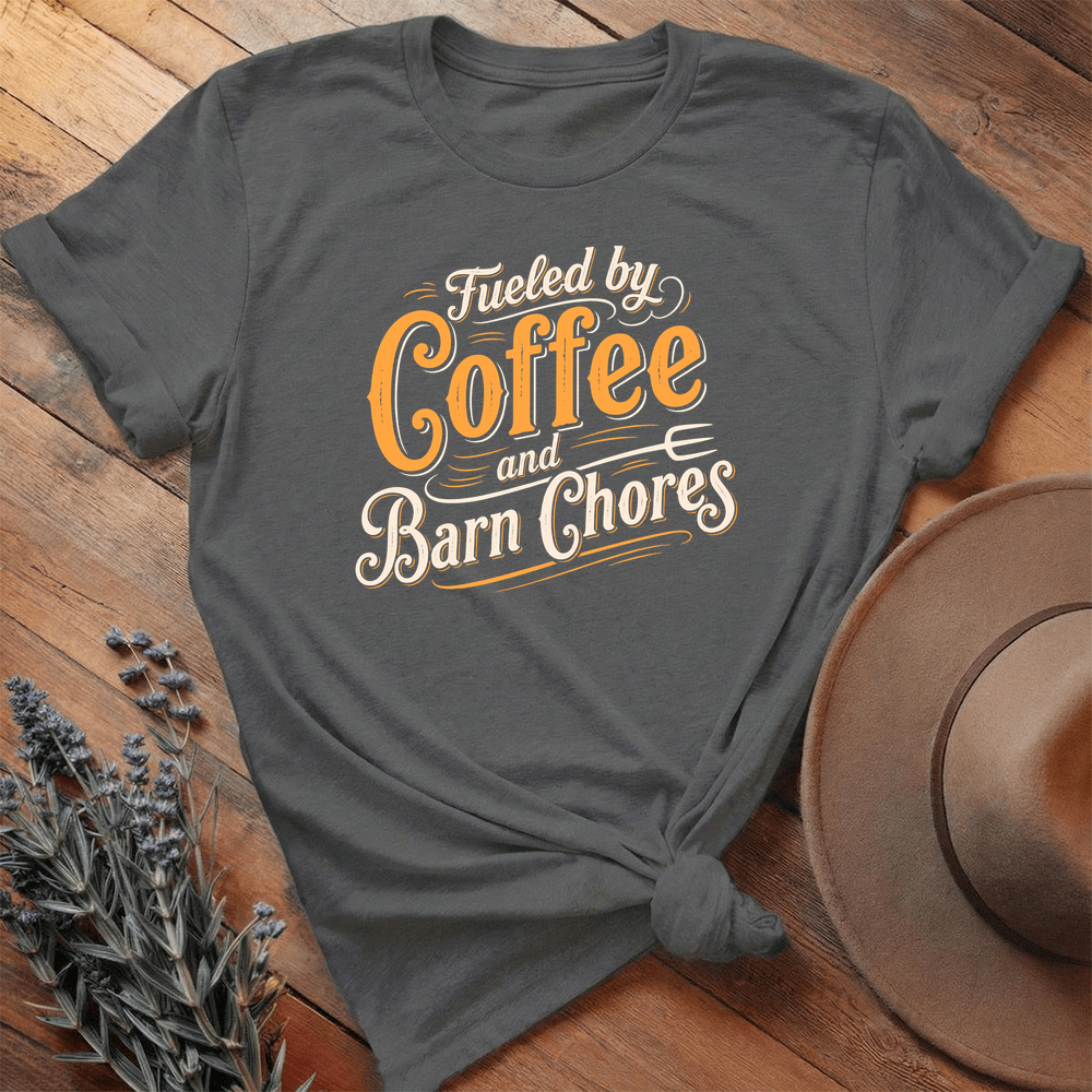 Fueled by Coffee and Barn Chores - Premium Lightweight Tee - Asphalt