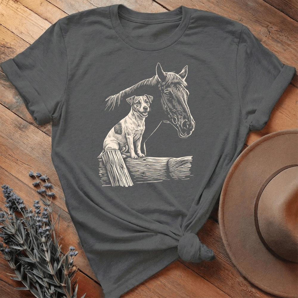 Horse & Jack Russel Terrier - Premium Lightweight Tee - Asphalt