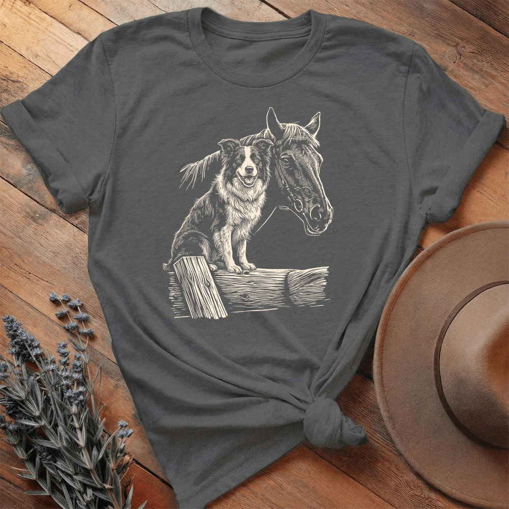 Horse & Border Collie - Premium Lightweight Tee - Asphalt