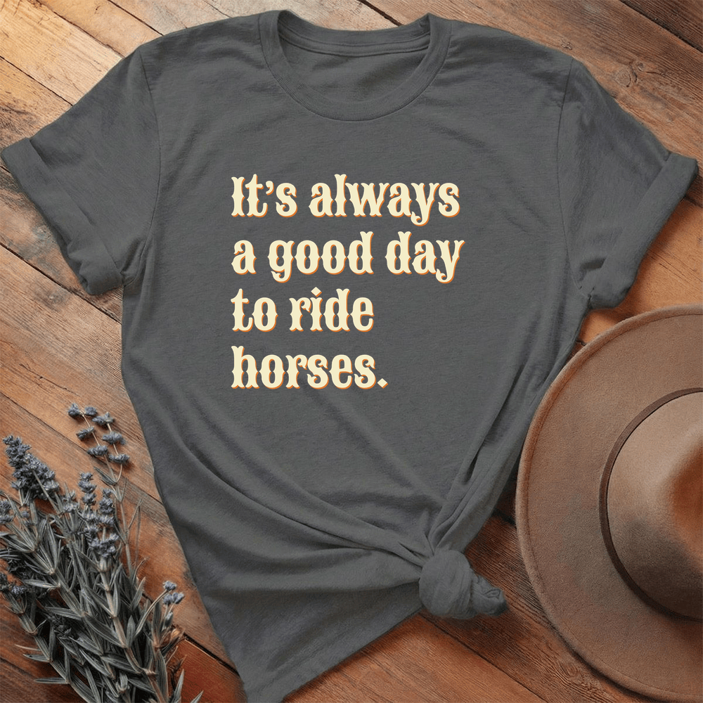 It's always a good day to ride horses - Premium Lightweight Tee - Asphalt