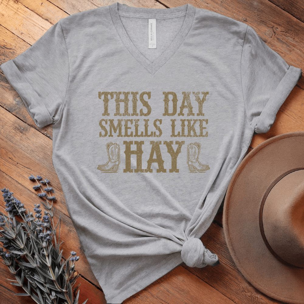 This Day Smells Like Hay - V-neck - Athletic Heather