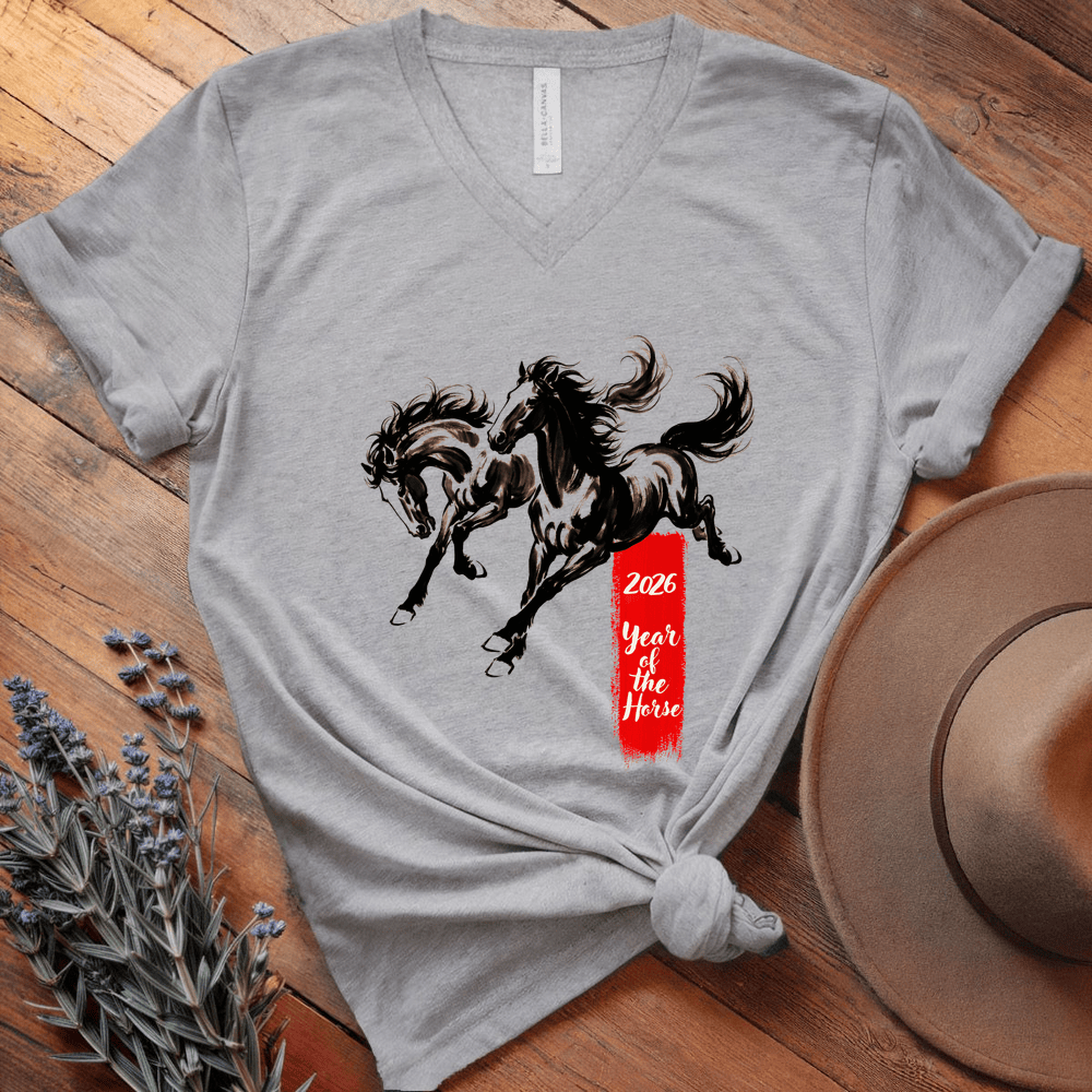 Year Of The Horse 4 - V-neck - Athletic Heather