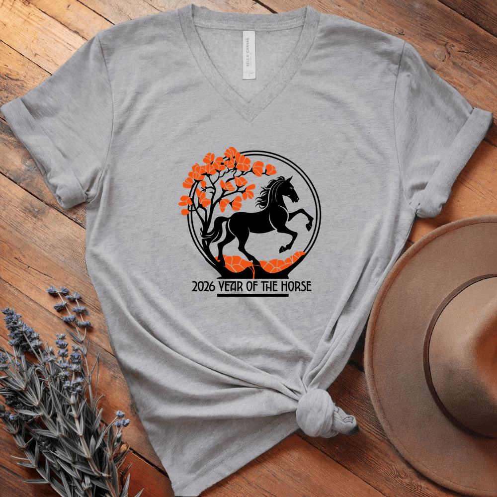 Year Of The Horse 8 - V-neck - Athletic Heather