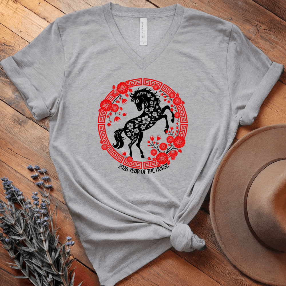 Year Of The Horse 9 - V-neck - Athletic Heather