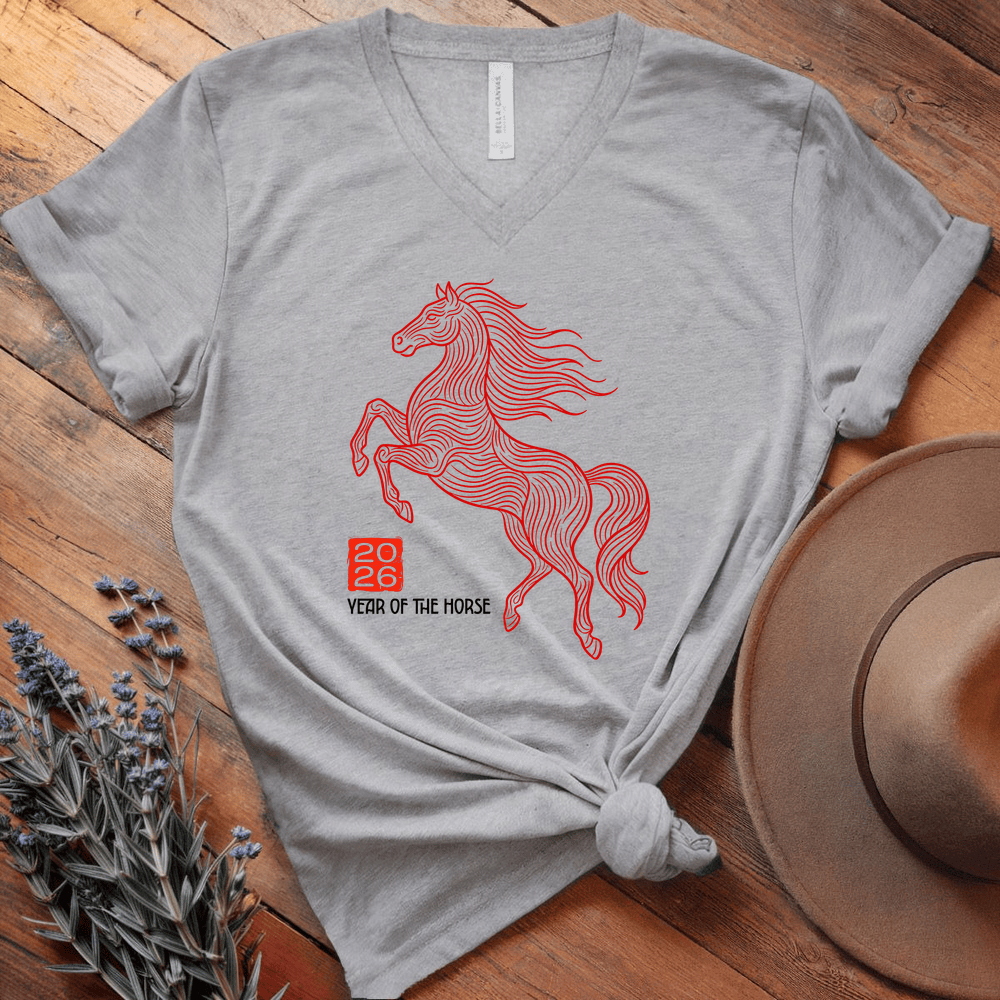 Year Of The Horse 7 - V-neck - Athletic Heather