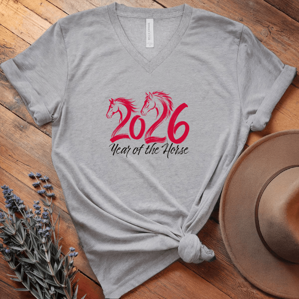 Year Of The Horse 2 - V-neck - Athletic Heather