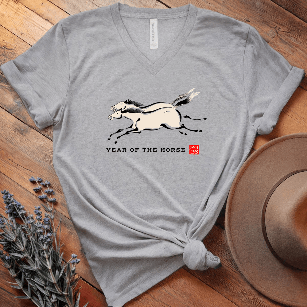 Year Of The Horse 12 - V-neck - Athletic Heather