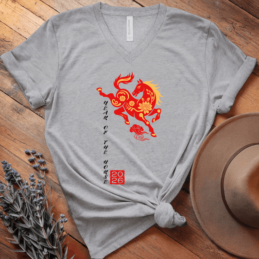 Year Of The Horse 6 - V-neck - Athletic Heather
