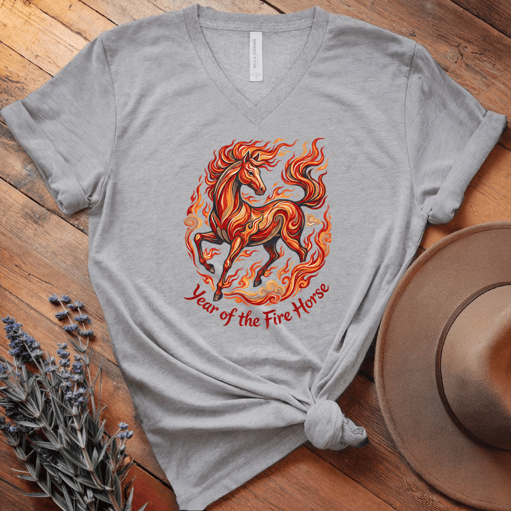 Year Of The Fire Horse 8 - V-neck - Athletic Heather