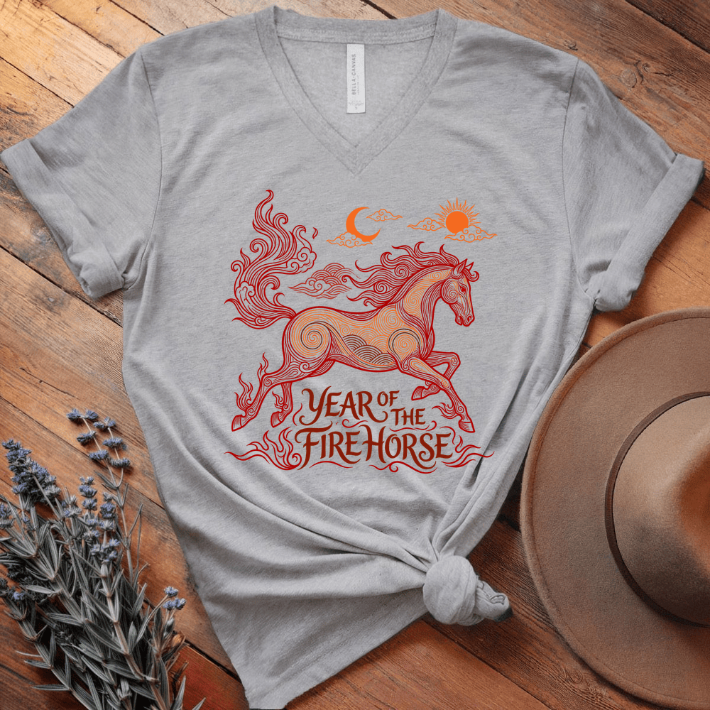Year Of The Fire Horse 12 - V-neck - Athletic Heather