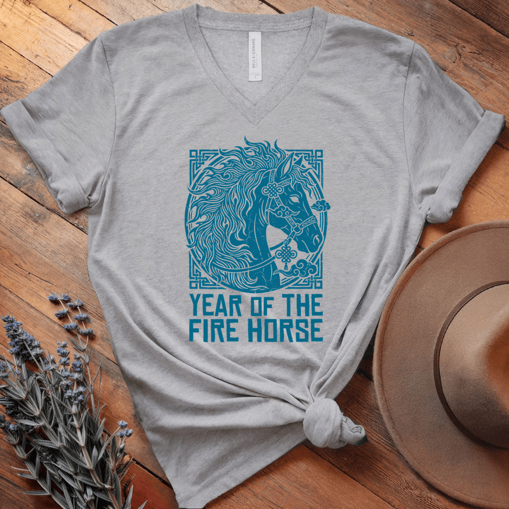 Year Of The Fire Horse 9 - V-neck - Athletic Heather