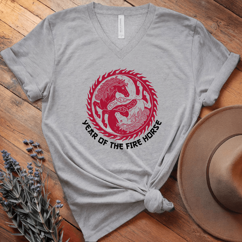 Year Of The Fire Horse 7 - V-neck - Athletic Heather