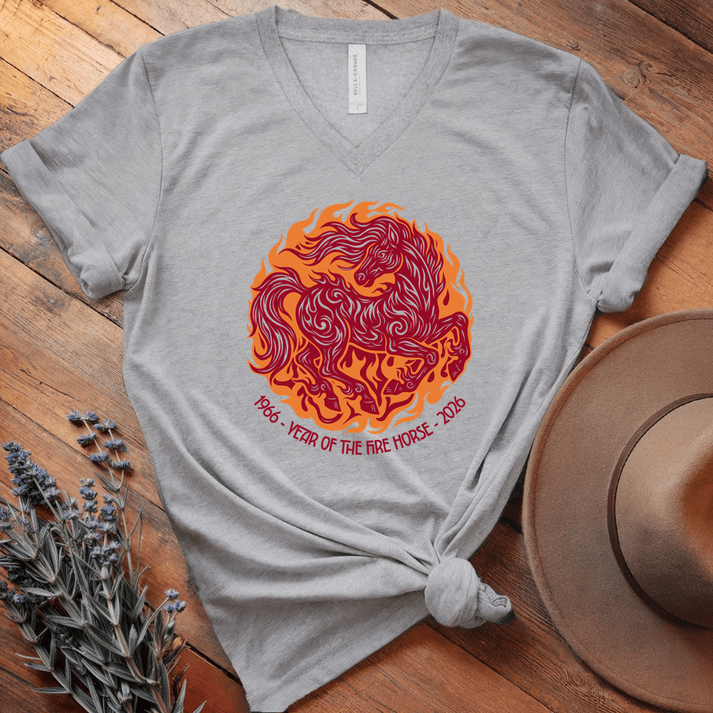 Year Of The Fire Horse 5 - V-neck - Athletic Heather