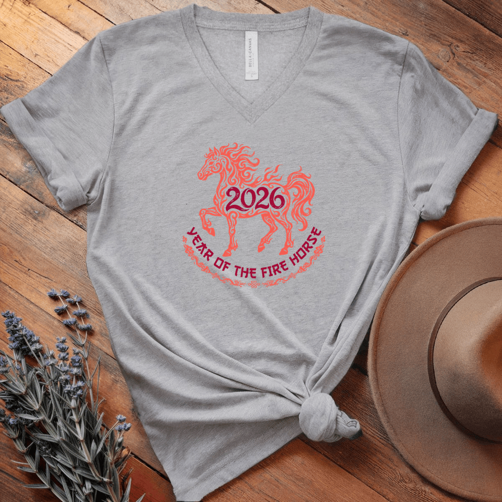 Year Of The Fire Horse 4 - V-neck - Athletic Heather