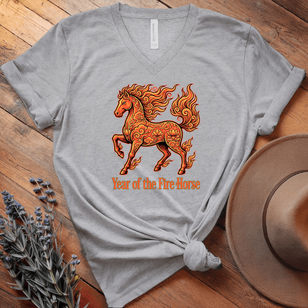 Year Of The Fire Horse 10 - V-neck - Athletic Heather