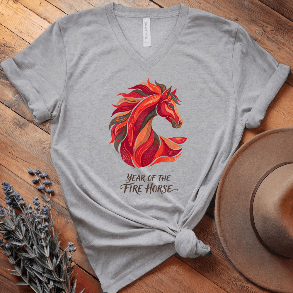 Year Of The Fire Horse 6 - V-neck - Athletic Heather