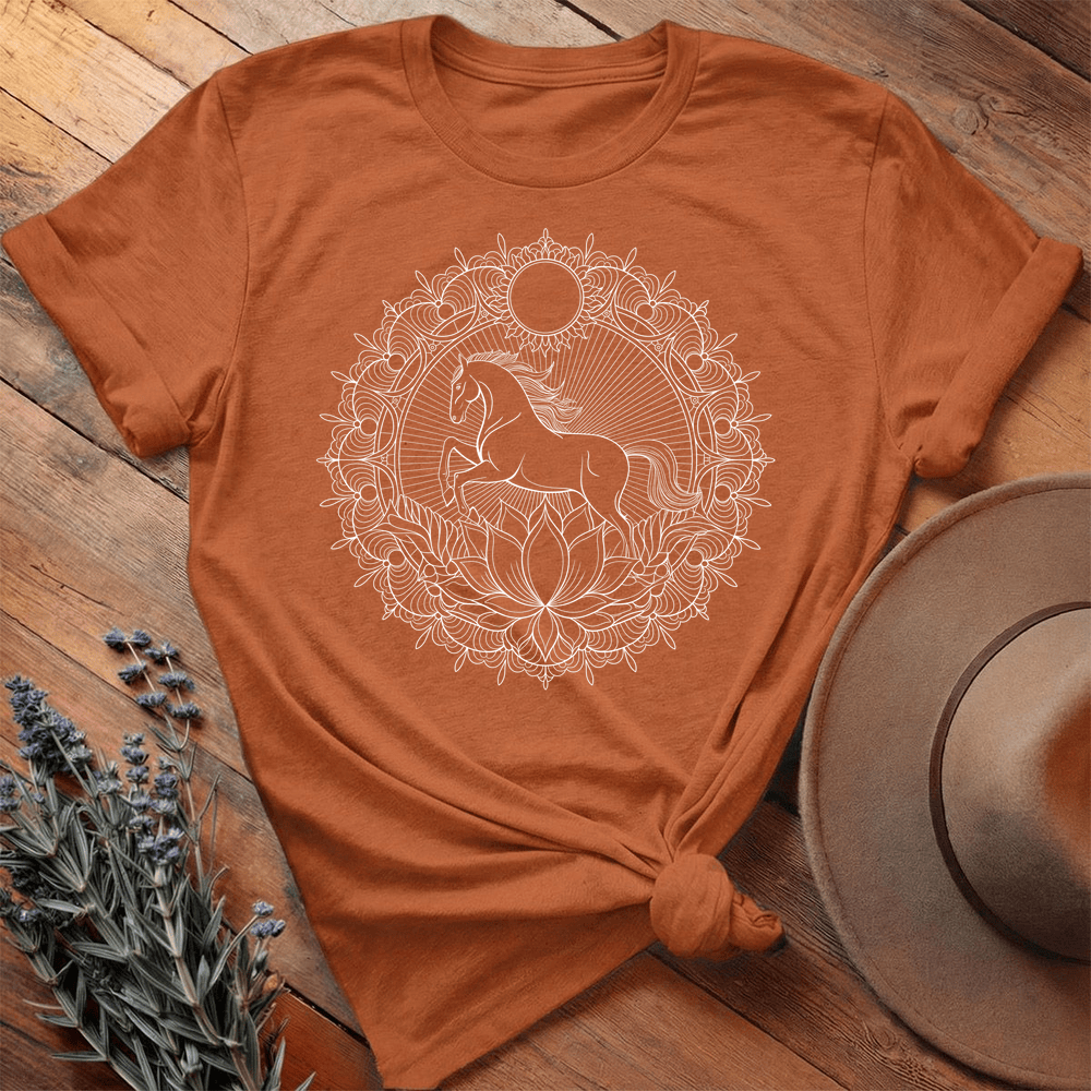 Mandala Horse T-shirt - Premium Lightweight Tee - Autumn