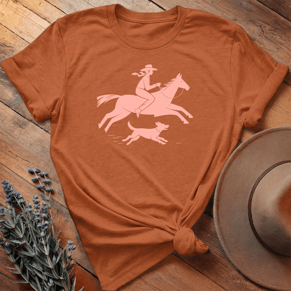 Cowgirl and dog - Premium Lightweight Tee - Autumn
