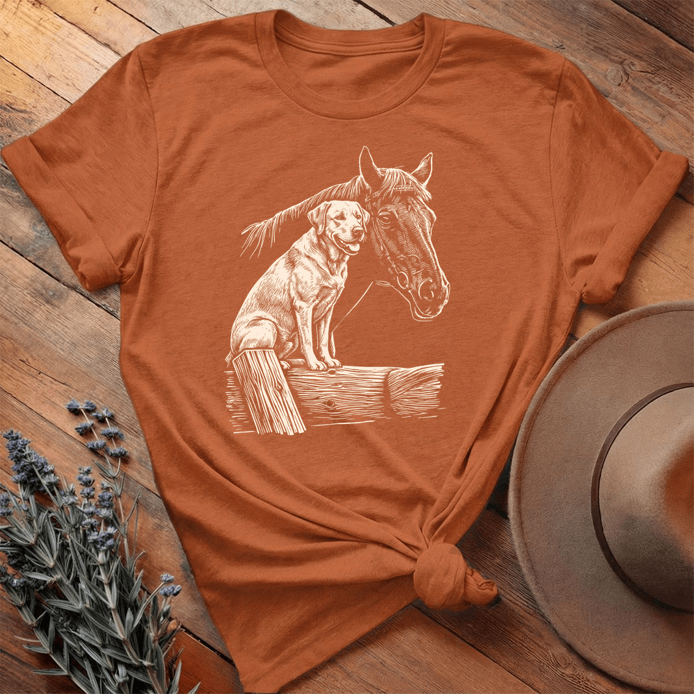 Horse & Labrador - Premium Lightweight Tee - Autumn