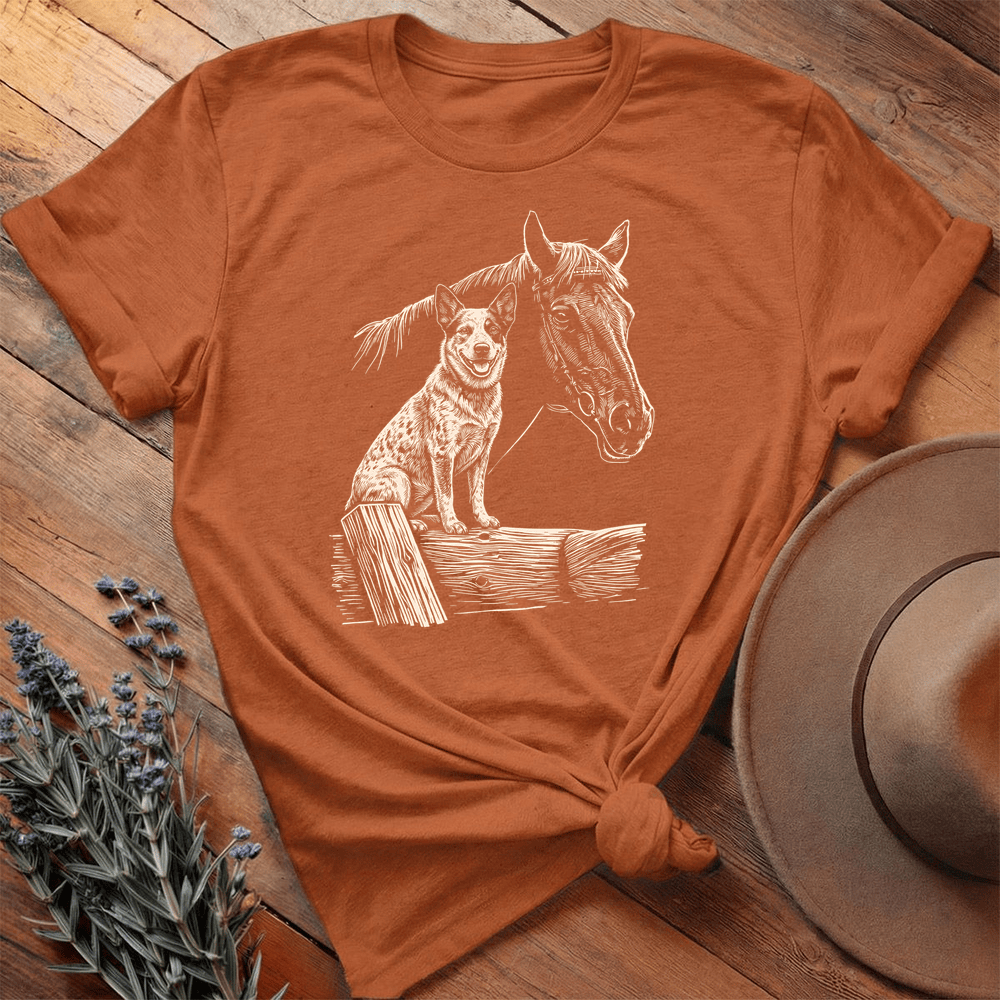 Horse & Australian Cattle - Premium Lightweight Tee - Autumn