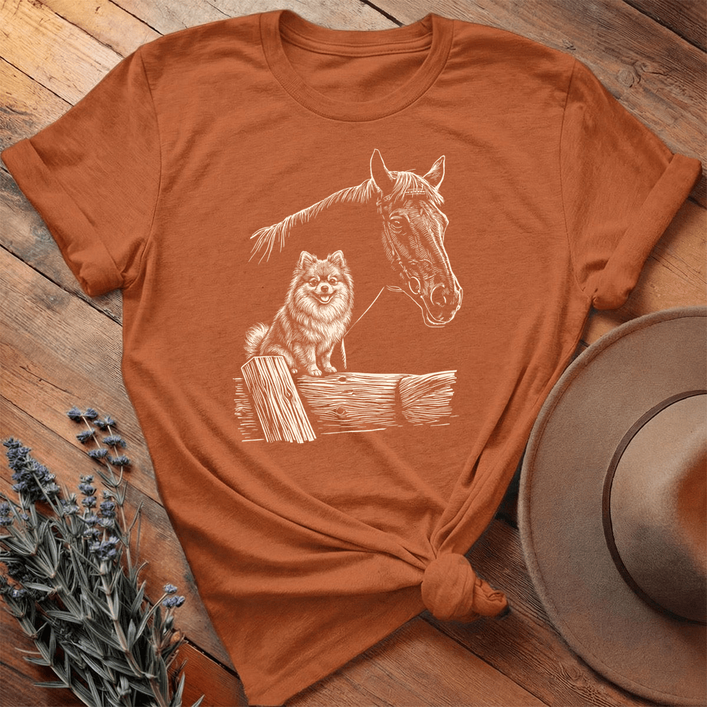 Horse & Pomeranian - Premium Lightweight Tee - Autumn