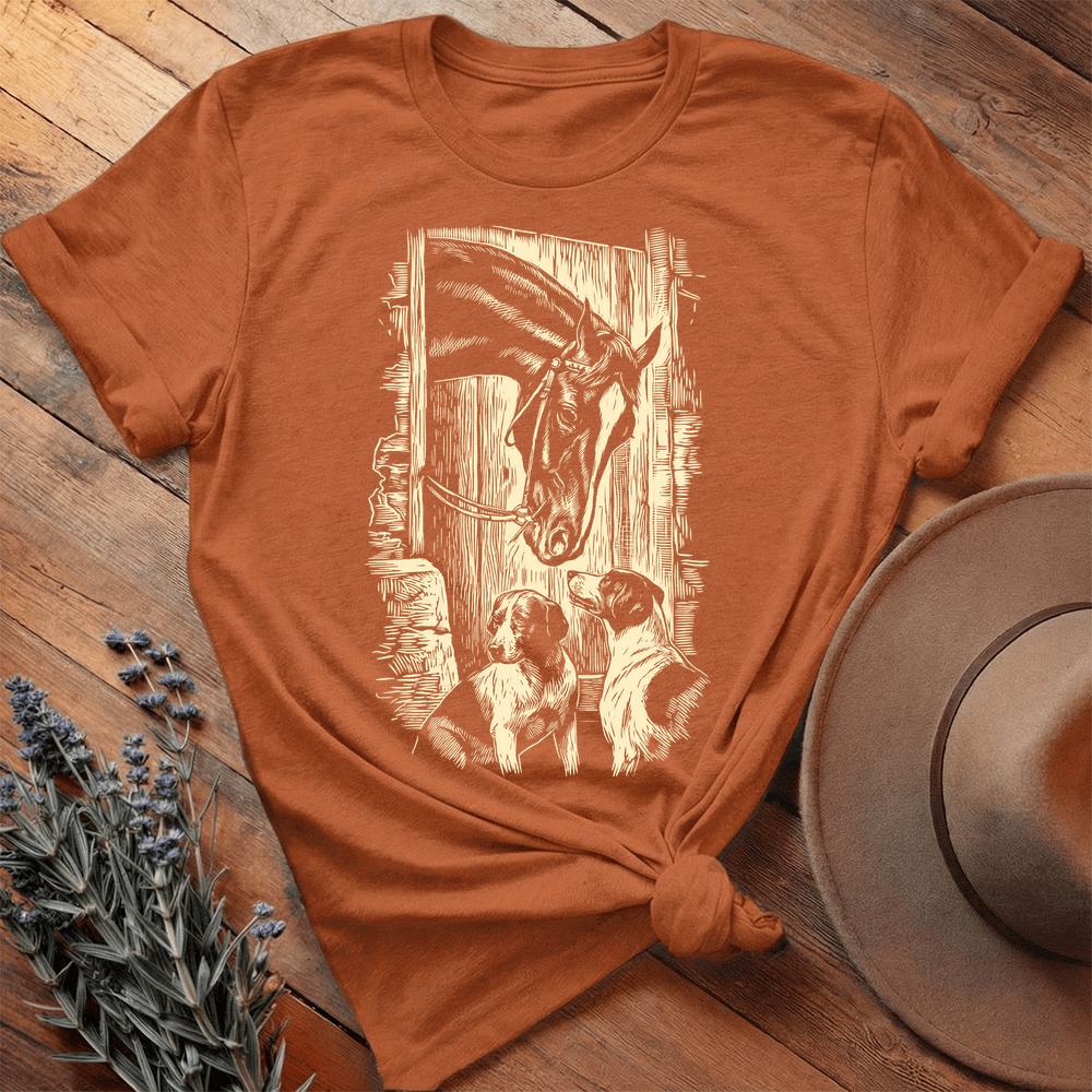 Vintage Horse Dog 3 - Premium Lightweight Tee - Autumn