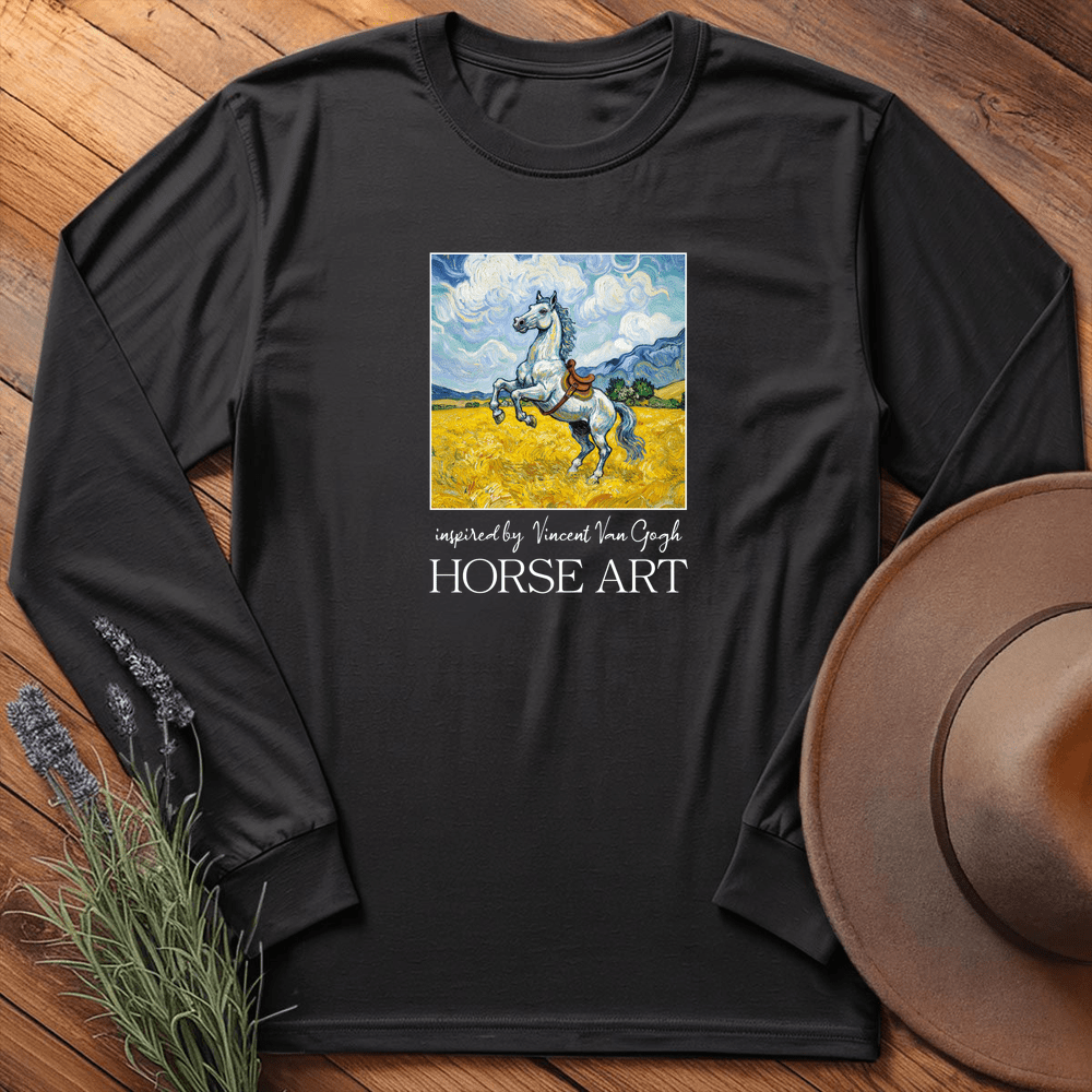 Horse Art Van Gogh 2 - Long Sleeves - Black