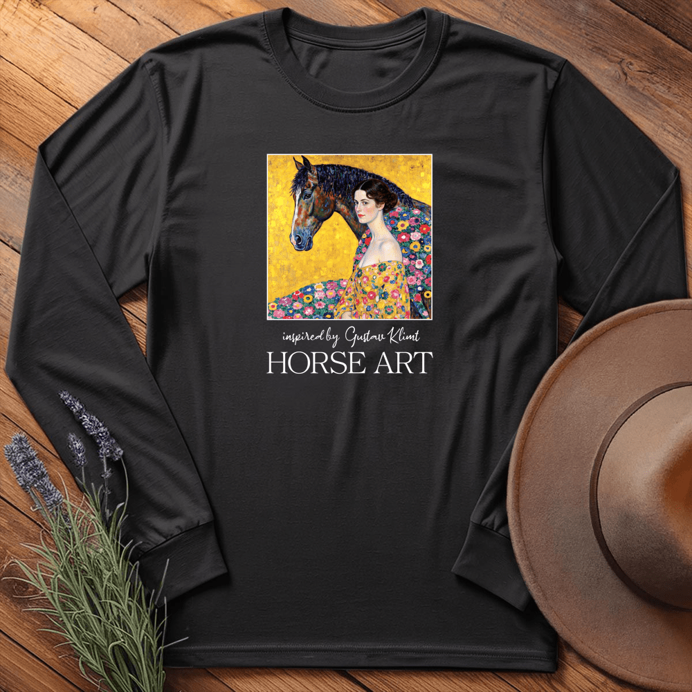 Horse Art Klimt - Long Sleeves - Black