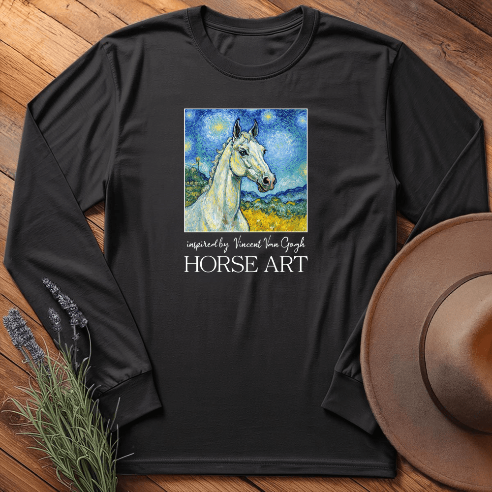 Horse Art Van Gogh 1 - Long Sleeves - Black
