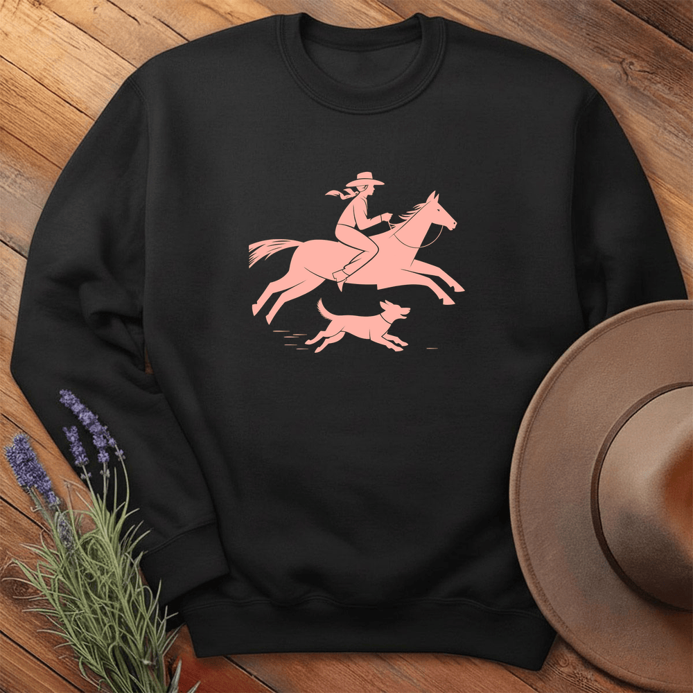 Cowgirl and dog - Sweatshirt - Black