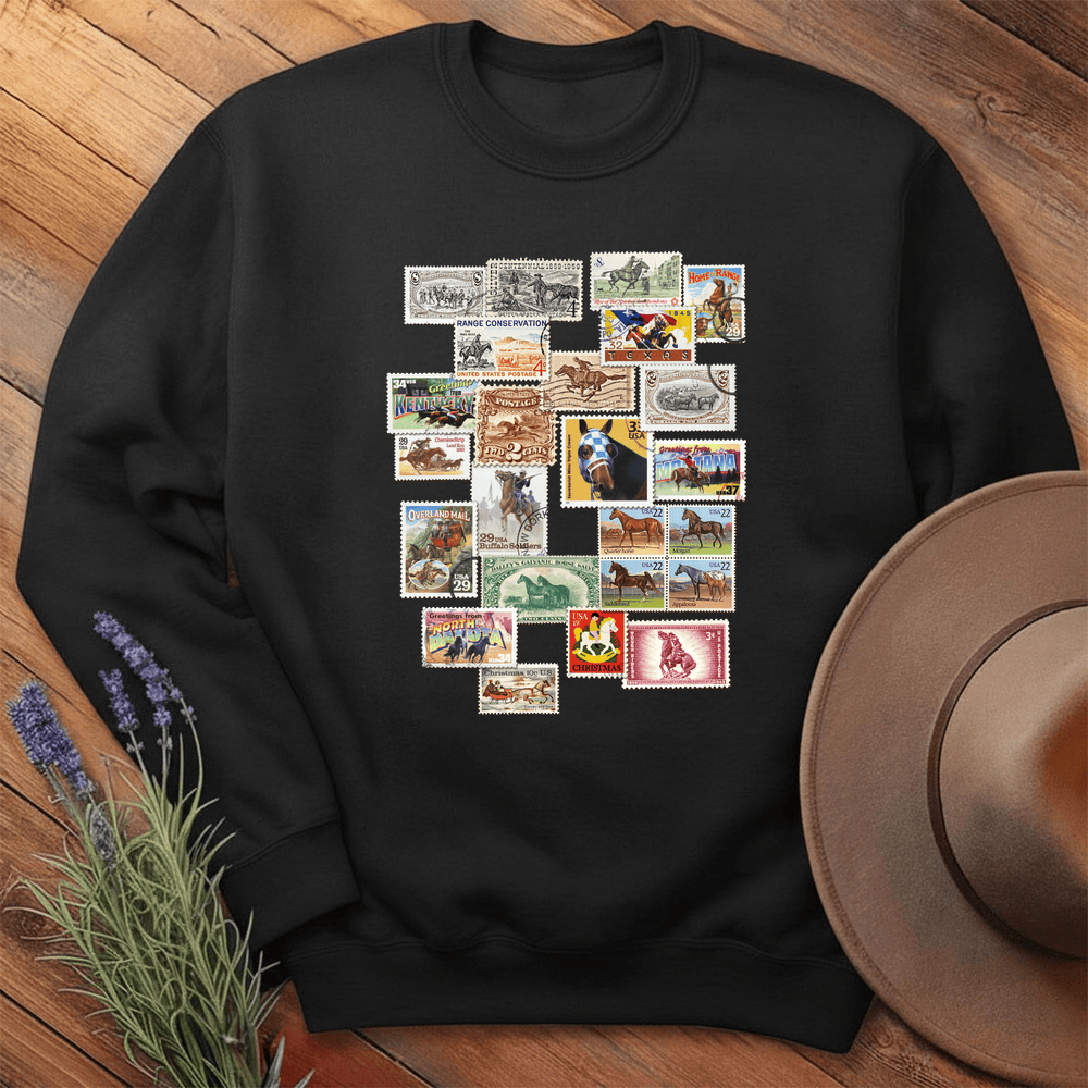 Horses Stamps USA - Sweatshirt - Black