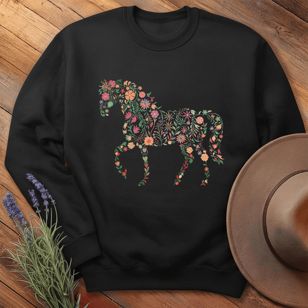 Flower Horse - Sweatshirt - Black