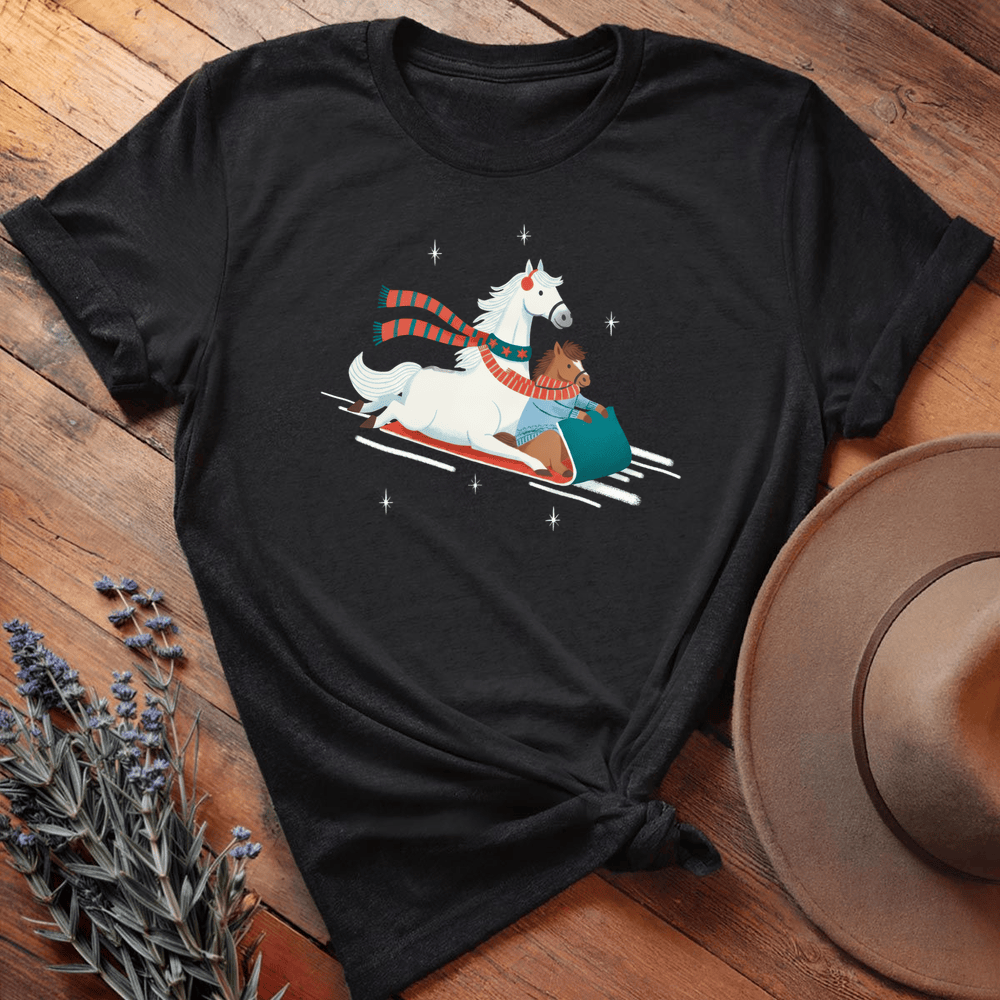 Xmas Horses Sledge - Black