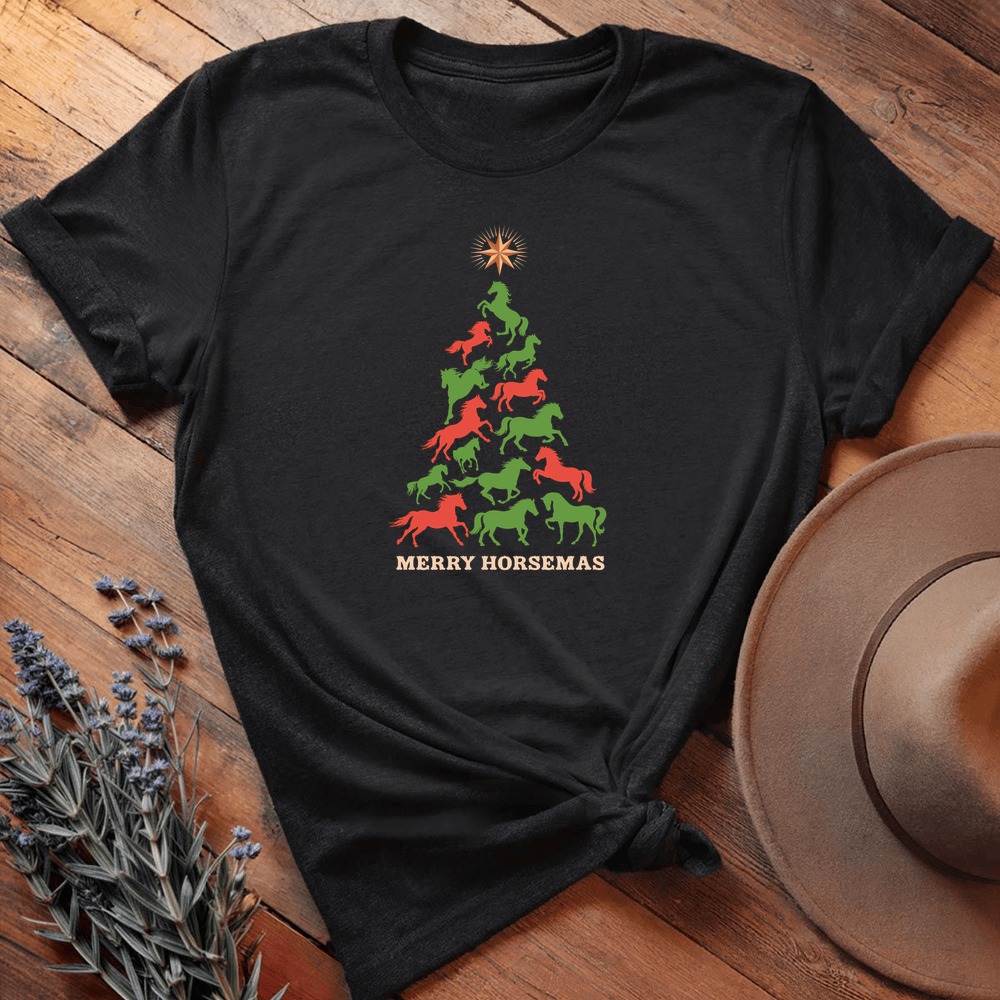 Xmas Horse Christmas Tree Art - Black