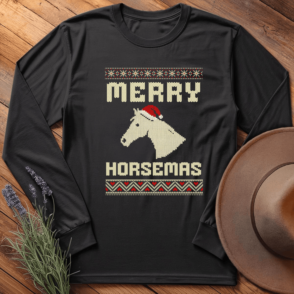 Xmas Horse Knit - Long Sleeve - Black
