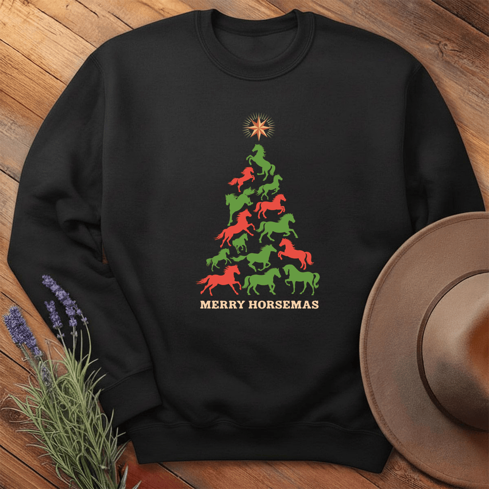 Horse Christmas Tree - Sweatshirt - Black
