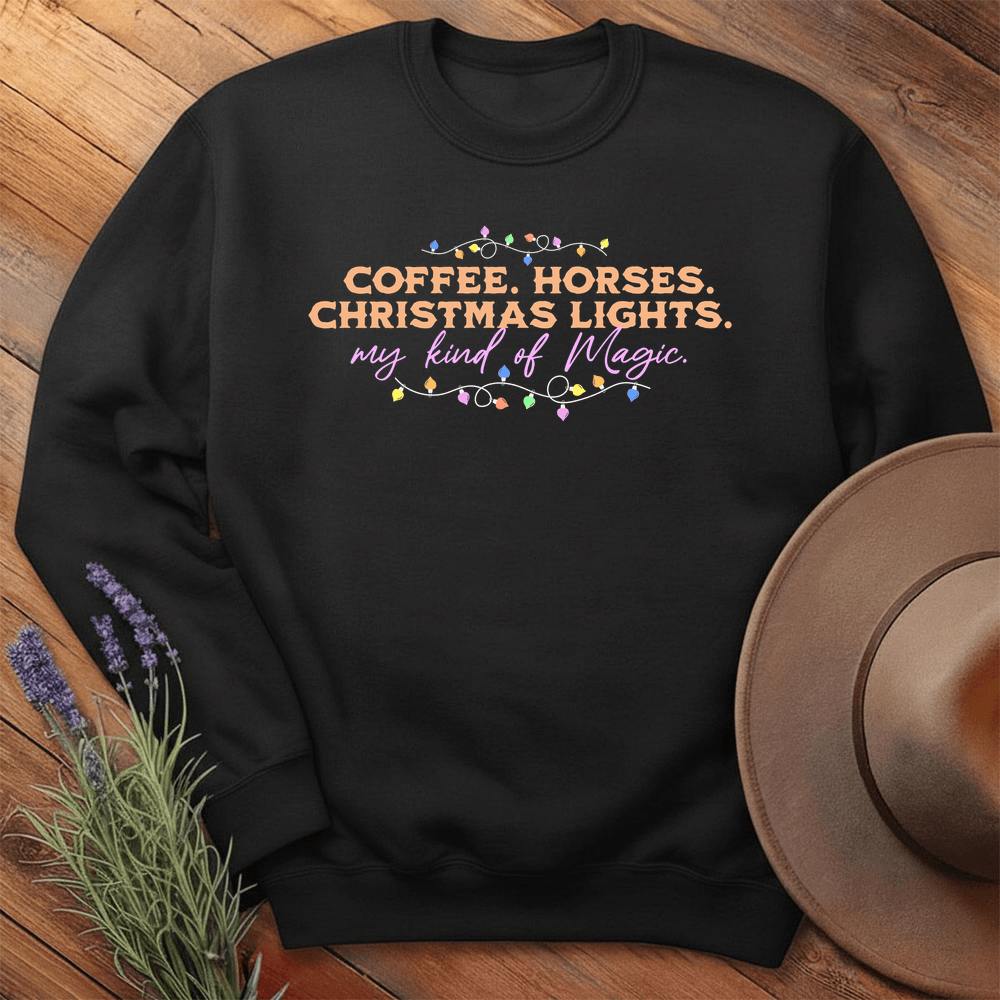 Horses & Christmas Lights - Sweatshirt - Black