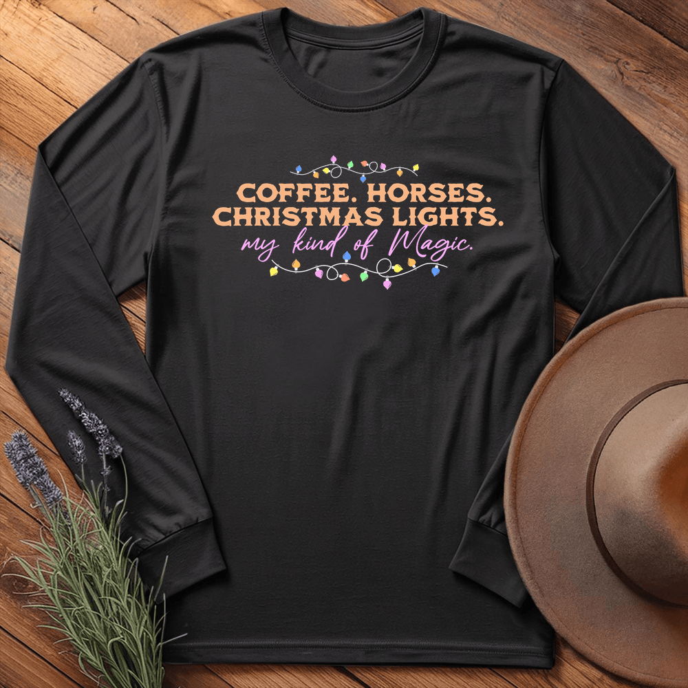 Horses & Christmas Lights - Long Sleeve - Black