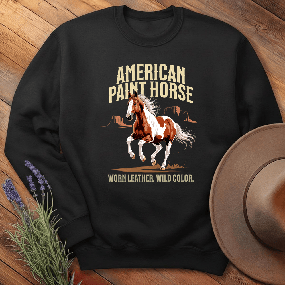 Breed Spirit, American Paint Horse - Sweatshirt - Black