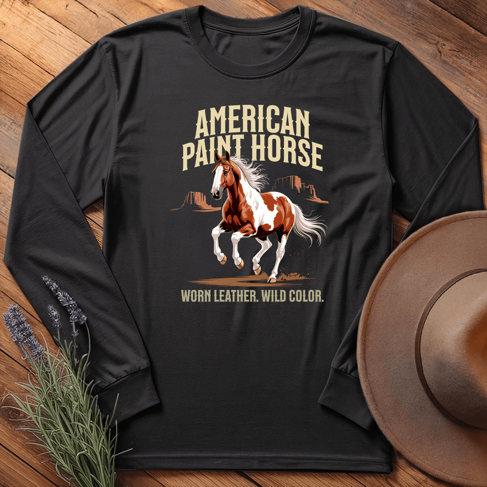 Breed Spirit, American Paint Horse - Long Sleeve - Black