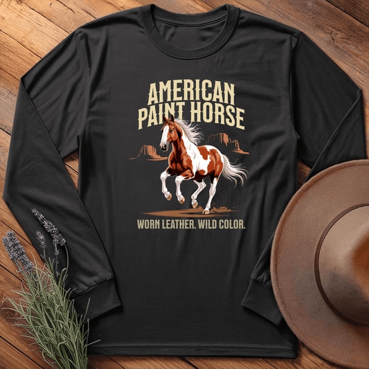 Breed Spirit, American Paint Horse - Long Sleeve - Black