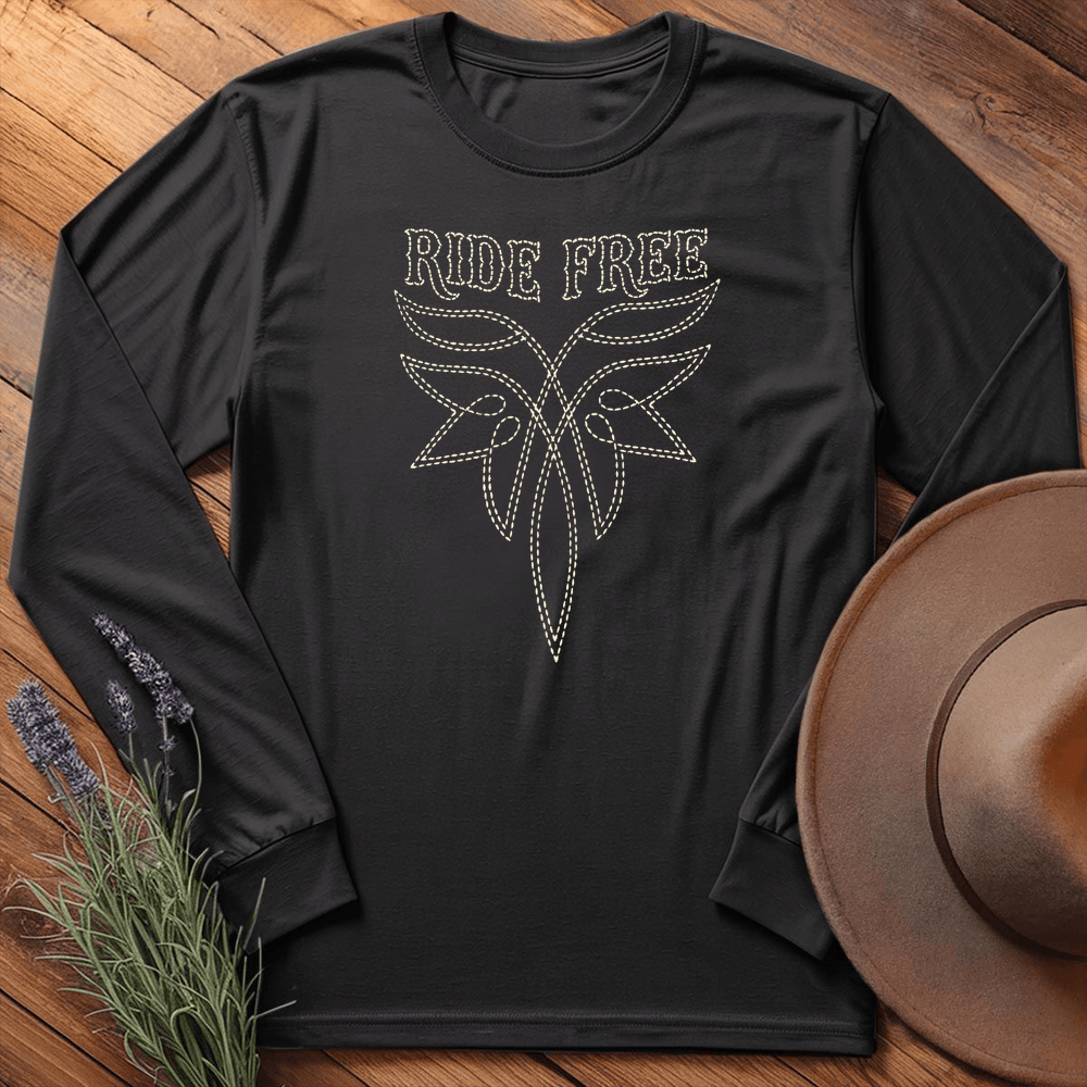 Stitching Ride Free - Long Sleeve - Black