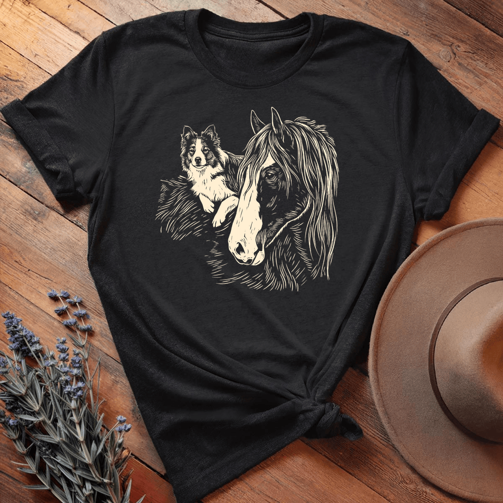 Vintage Horse & Dog 2 - Black