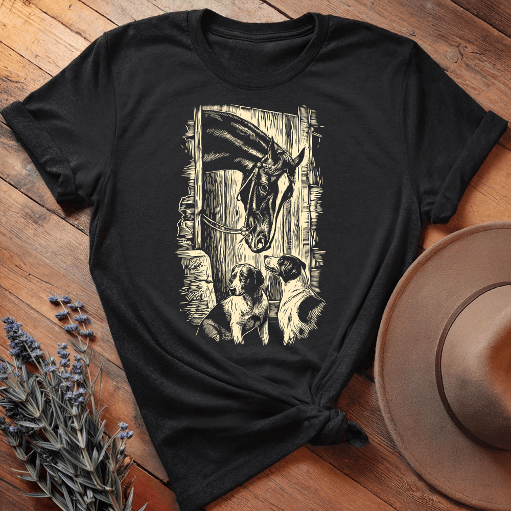 Vintage Horse & Dog 3 - Black