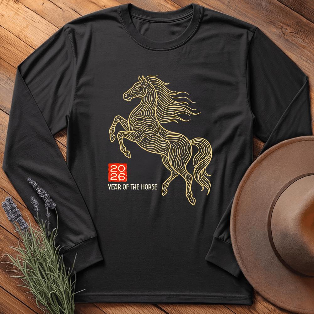 Year Of The Horse 7 - Long Sleeve - Black
