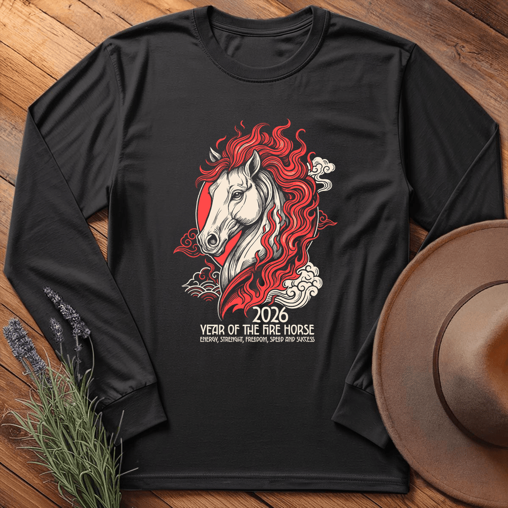 Year Of The Horse 11 - Long Sleeve - Black