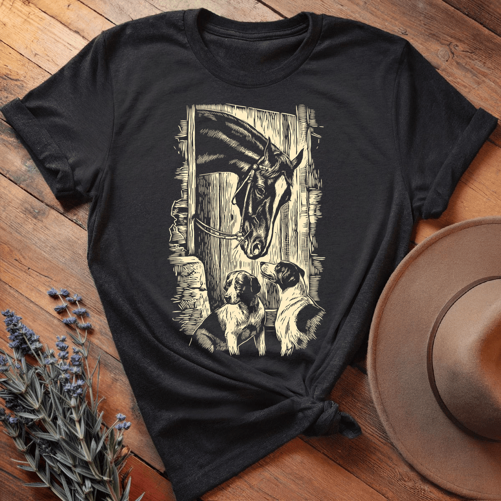 Vintage Horse Dog 3 - Premium Lightweight Tee - Black