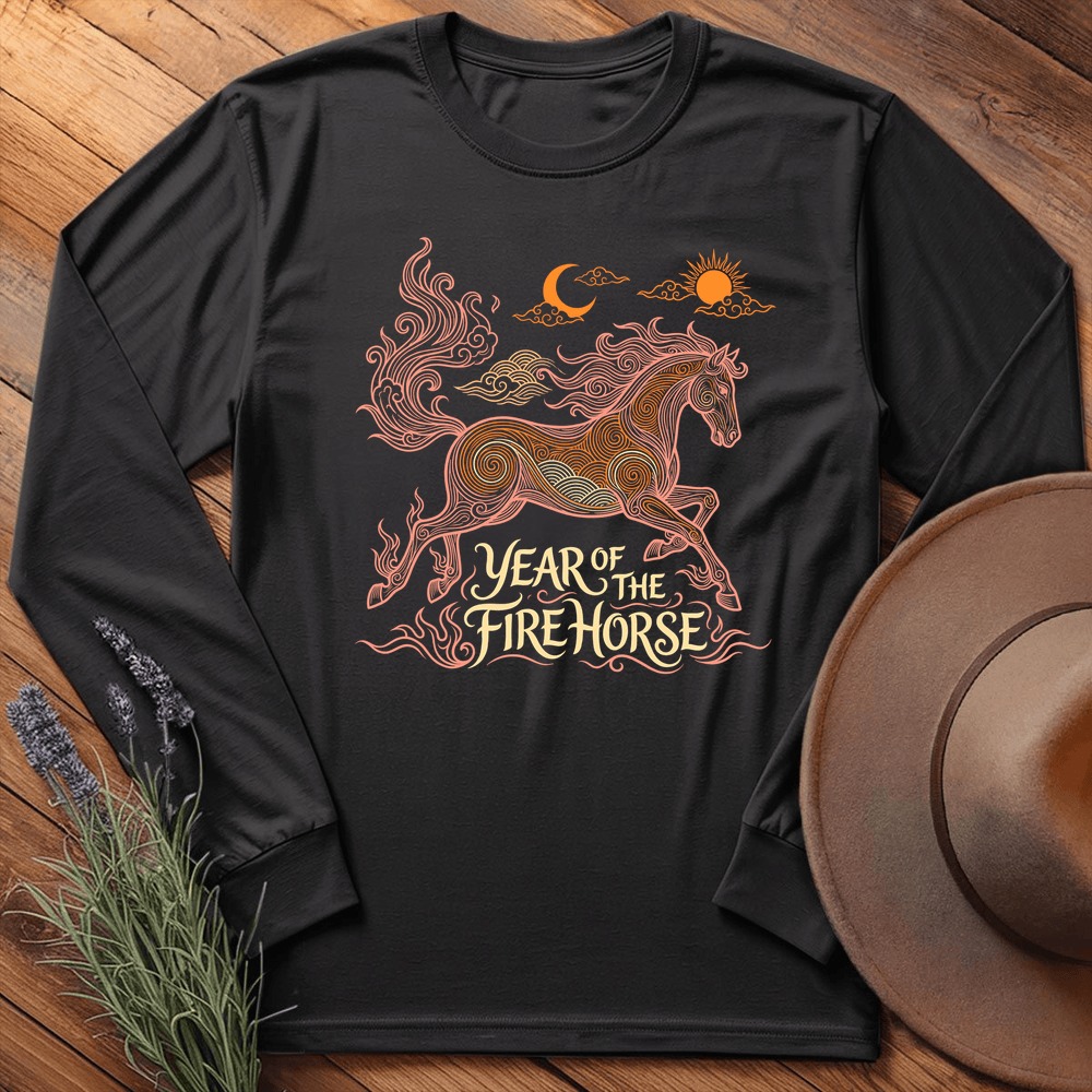 Year Of The Fire Horse 12 - Long Sleeve - Black