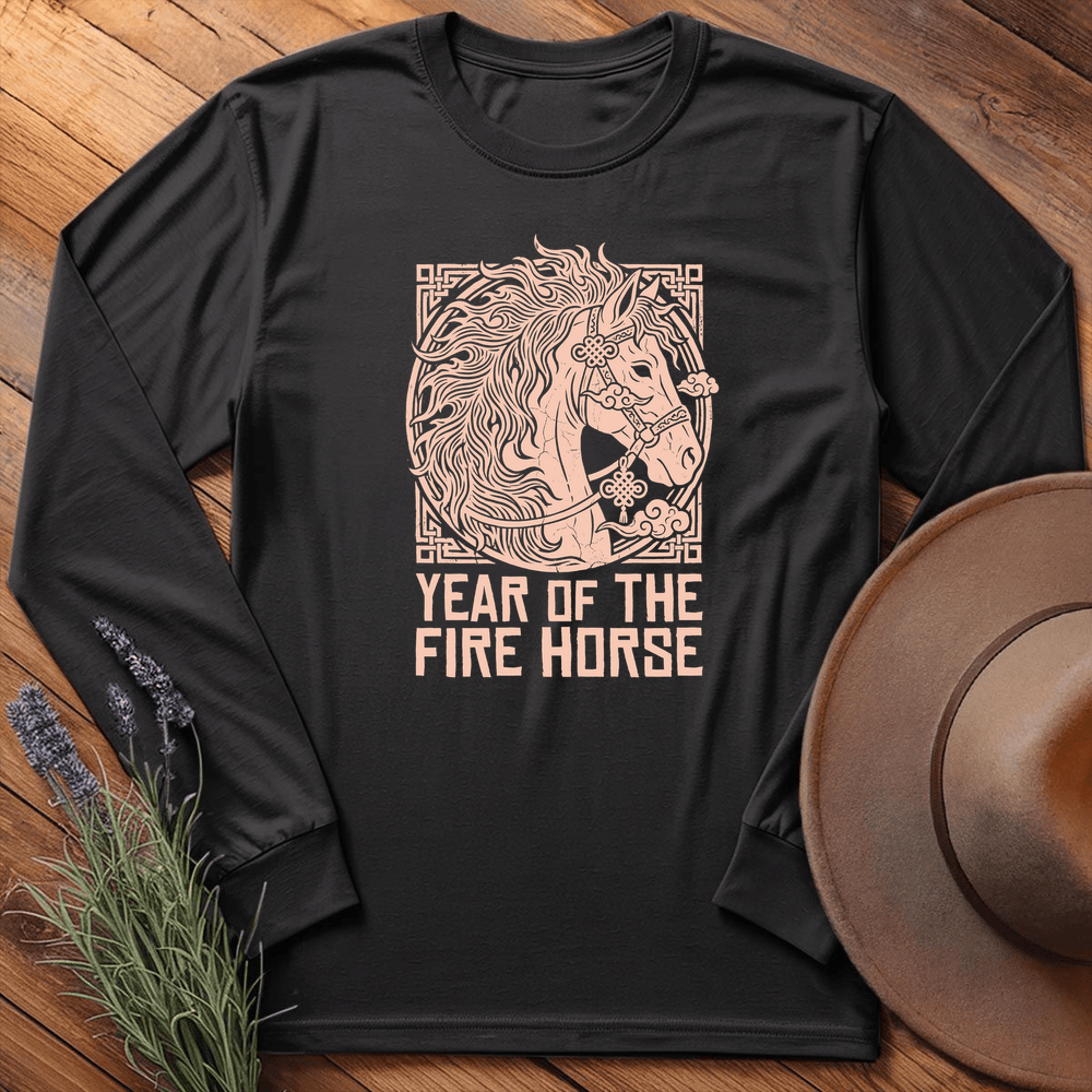 Year Of The Fire Horse 9 - Long Sleeve - Black