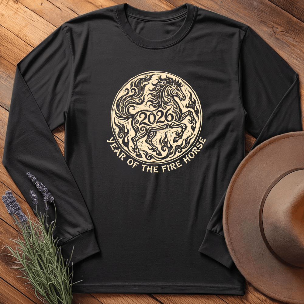 Year Of The Fire Horse 2 - Long Sleeve - Black